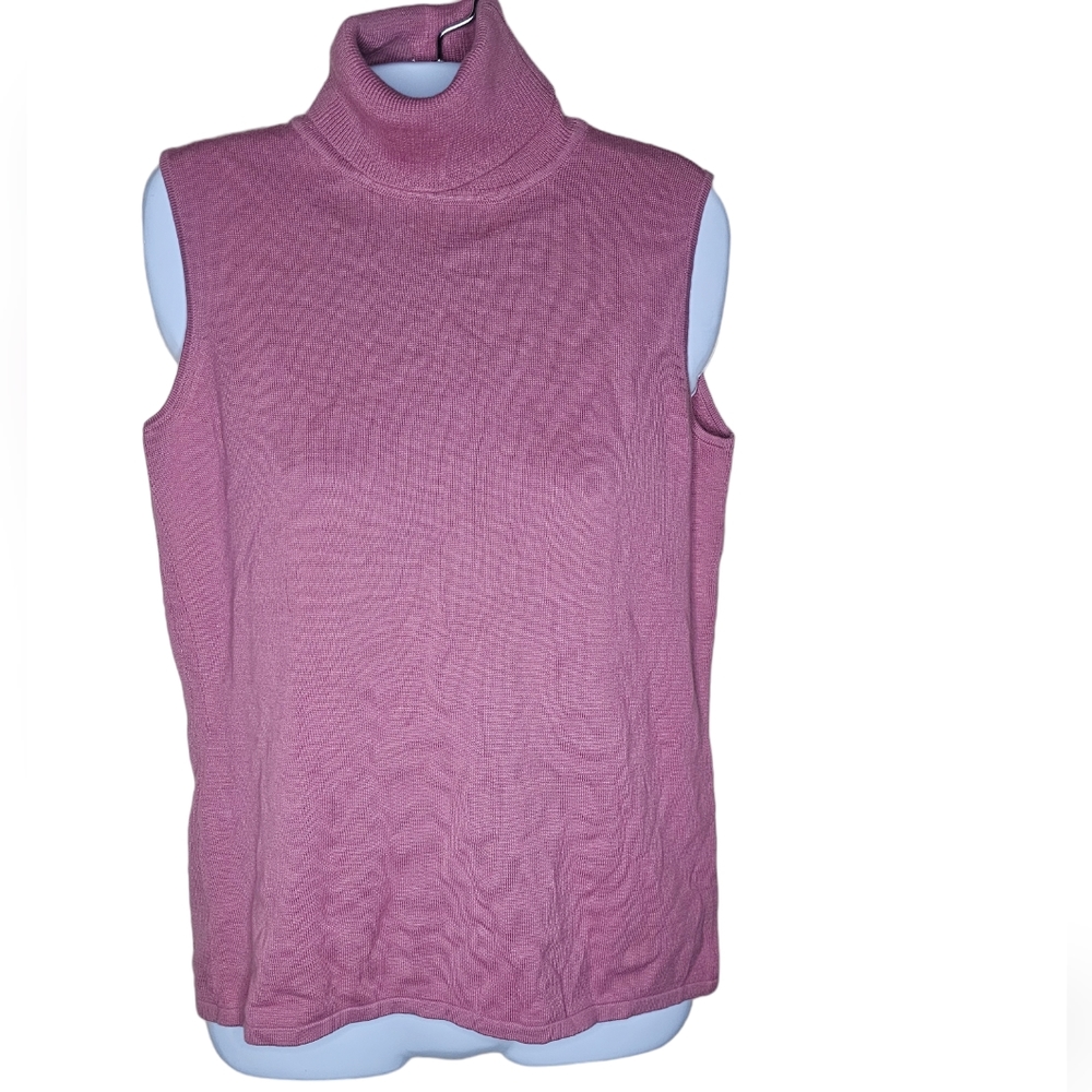 Joan Rivers women's pink sleeveless turtleneck top size S